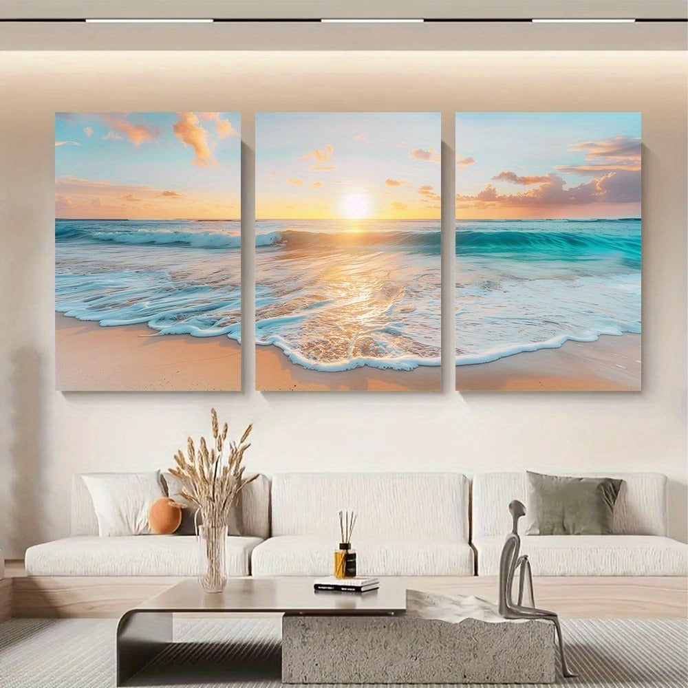 3pcs Wood Frame Canvas Print Decorative Painting.