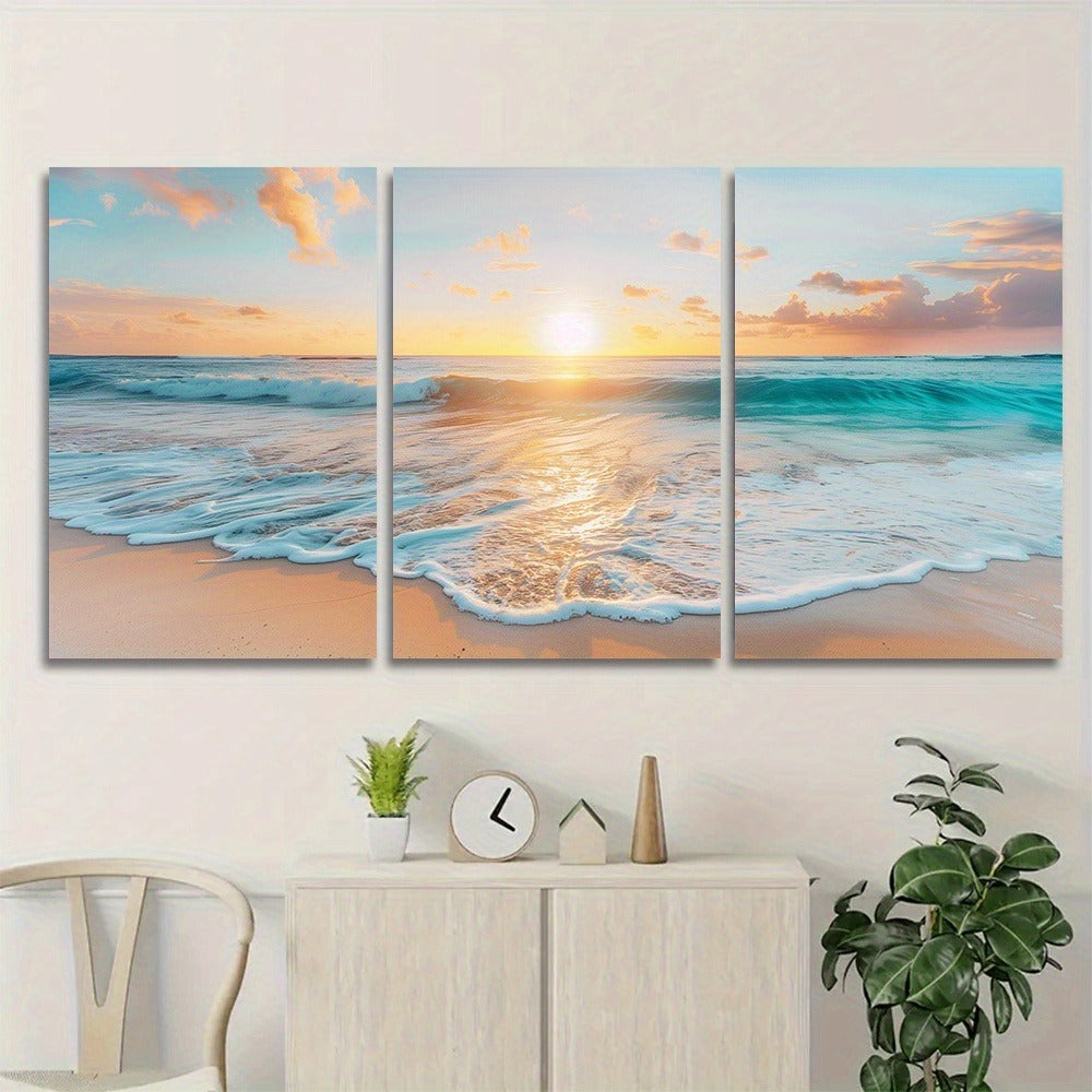 3pcs Wood Frame Canvas Print Decorative Painting.